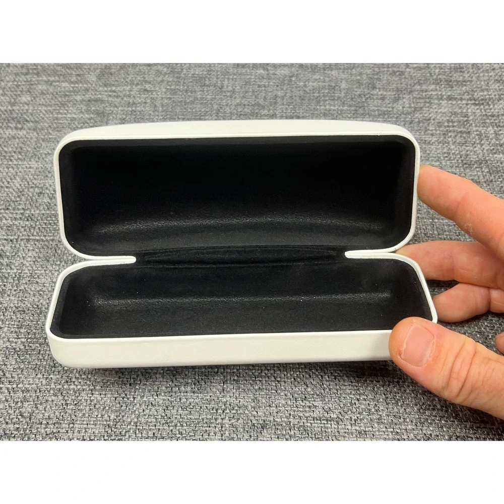 Calvin Klein White Hard Shell Sunglasses Eyeglass Case Black Felt Lining Logo